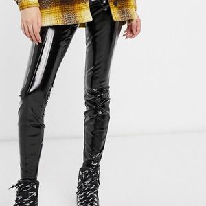 Edgy Black Spray On Vinyl Pants